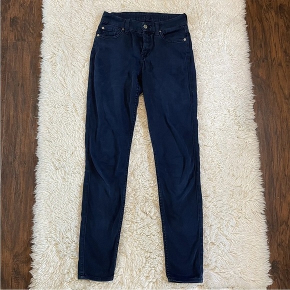 7 For All Mankind Jeggings Womens Size 26 Blue The Midrise Skinny Pants - Picture 1 of 12
